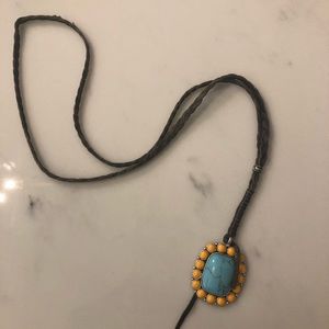 Lucky leather and turquoise necklace